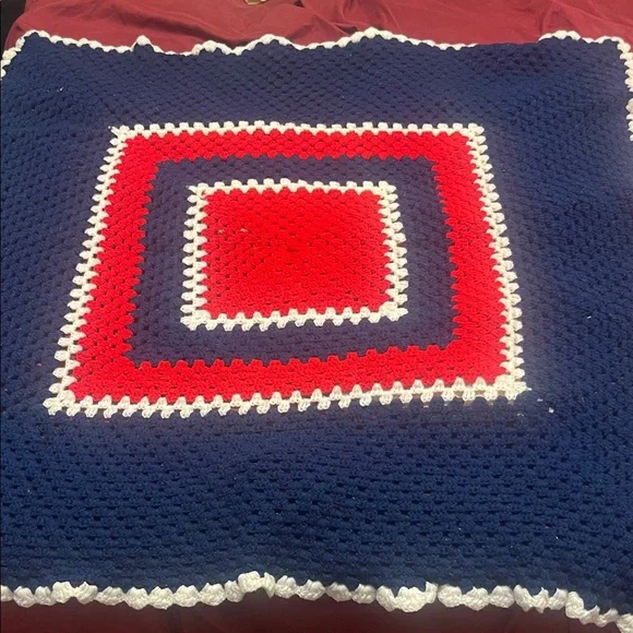 Vintage Handmade Red and Blue Blanket/Throw Bills Mafia Tailgating - Picture 2 of 3